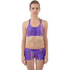 Boho Purple Floral Print Back Web Gym Set by SpinnyChairDesigns
