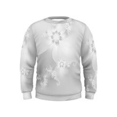 Wedding White Floral Print Kids  Sweatshirt by SpinnyChairDesigns