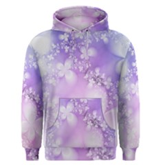 White Purple Floral Print Men s Core Hoodie by SpinnyChairDesigns