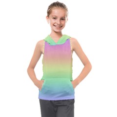 Pastel Rainbow Ombre Kids  Sleeveless Hoodie by SpinnyChairDesigns