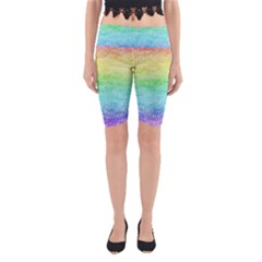 Rainbow Ombre Texture Yoga Cropped Leggings by SpinnyChairDesigns