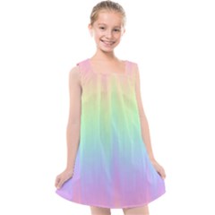 Pastel Rainbow Gradient Kids  Cross Back Dress by SpinnyChairDesigns
