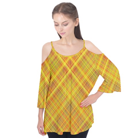 Orange Madras Plaid Flutter Tees by SpinnyChairDesigns