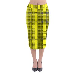 Black Yellow Punk Plaid Midi Pencil Skirt