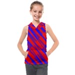 Geometric blocks, blue and red triangles, abstract pattern Kids Sleeveless Hoodie Geometric blocks, blue and red triangles, abstract pattern Kids Sleeveless Hoodie