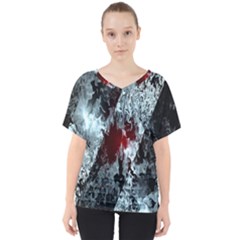 Flamelet V-neck Dolman Drape Top