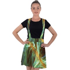 Abstract Illusion Velvet Suspender Skater Skirt