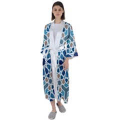 Arabic Geometric Design Pattern  Maxi Satin Kimono by LoolyElzayat