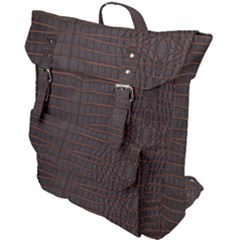 Chestnut Nile Crocodile Skin Buckle Up Backpack by LoolyElzayat
