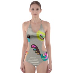 Scandinavian Birds Feather Weather Cut-out One Piece Swimsuit by andStretch