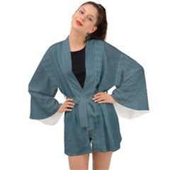 Turquoise Alligator Skin Long Sleeve Kimono by LoolyElzayat