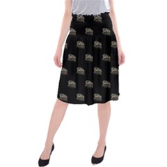 Dinosaur Skeleton Head Motif Pattern Midi Beach Skirt by dflcprintsclothing