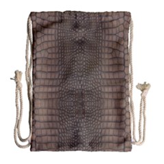 Brown Alligator Leather Skin Drawstring Bag (large) by LoolyElzayat