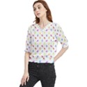 Multicolored Hands Silhouette Motif Design Quarter Sleeve Blouse View1