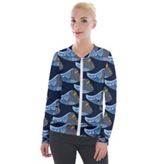 Queen Fish Doodle Art Velvet Zip Up Jacket by tmsartbazaar