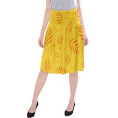 Abstract Yellow Floral Pattern Midi Beach Skirt by brightlightarts