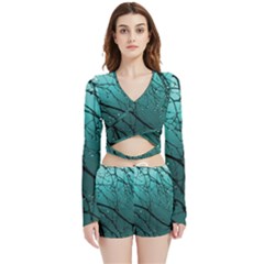 Raindrops Velvet Wrap Crop Top And Shorts Set by Sparkle