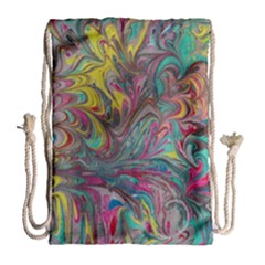 Abstract Marbling Drawstring Bag (large) by kaleidomarblingart