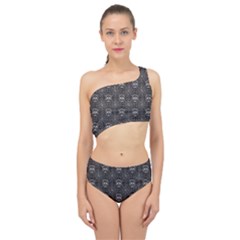 Skull And Spider Web On Dark Background Spliced Up Two Piece Swimsuit