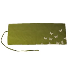 Yellow, Gold Gradient Butterflies Pattern, Cute Insects Theme Roll Up Canvas Pencil Holder (s) by Casemiro