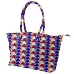 Colorful Triangles Pattern, Retro Style Theme, Geometrical Tiles, Blocks Canvas Shoulder Bag