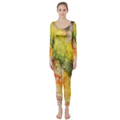 The Drawn Background Grunge, A Multikolor Long Sleeve Catsuit by FloraaplusDesign