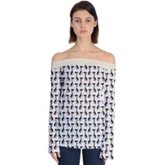 Lady Cat Pattern, Cute Cats Theme, Feline Design Off Shoulder Long Sleeve Top by Casemiro