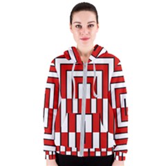 Square Maze Red Women s Zipper Hoodie by tmsartbazaar