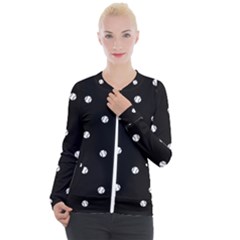 Black And White Baseball Motif Pattern Casual Zip Up Jacket by dflcprintsclothing