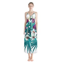 Tropical Flowers Button Up Chiffon Maxi Dress by goljakoff