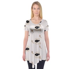 Halloween Mummies Seamless Repeat Pattern Short Sleeve Tunic  by KentuckyClothing