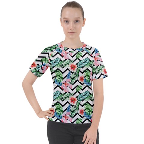 Zigzag Flowers Pattern Women s Sport Raglan Tee by goljakoff