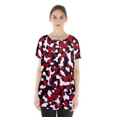 Camouflage Rouge/blanc Skirt Hem Sports Top