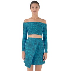 Aqua Folio Off Shoulder Top With Skirt Set