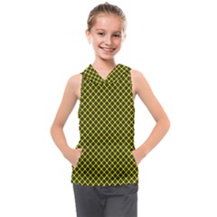 Cute Yellow Tartan Pattern, Classic Buffalo Plaid Theme Kids  Sleeveless Hoodie by Casemiro