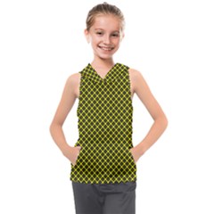 Cute Yellow Tartan Pattern, Classic Buffalo Plaid Theme Kids  Sleeveless Hoodie