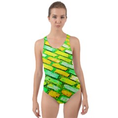 Diagonal Street Cobbles Cut-out Back One Piece Swimsuit by essentialimage