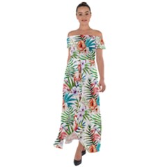 Tropical Flamingo Off Shoulder Open Front Chiffon Dress by goljakoff