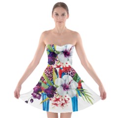 Tropical Parrots Strapless Bra Top Dress by goljakoff