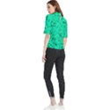 Aqua Marine Glittery Sequins Frill Neck Blouse View2