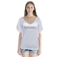 Brilliant White & Black - V-neck Flutter Sleeve Top by FashionLane