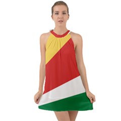 Seychelles Flag Halter Tie Back Chiffon Dress by FlagGallery