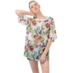 Flowers Pattern Oversized Chiffon Top by goljakoff