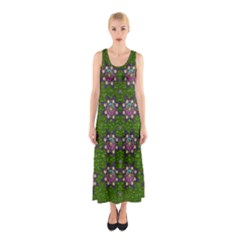 Star Over The Healthy Sacred Nature Ornate And Green Sleeveless Maxi Dress by pepitasart