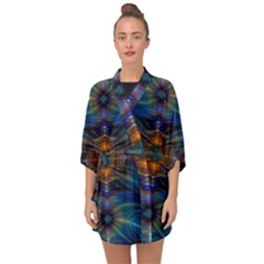 Fractal Flower Half Sleeve Chiffon Kimono