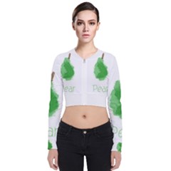 Pear Fruit Watercolor Painted Long Sleeve Zip Up Bomber Jacket by Mariart