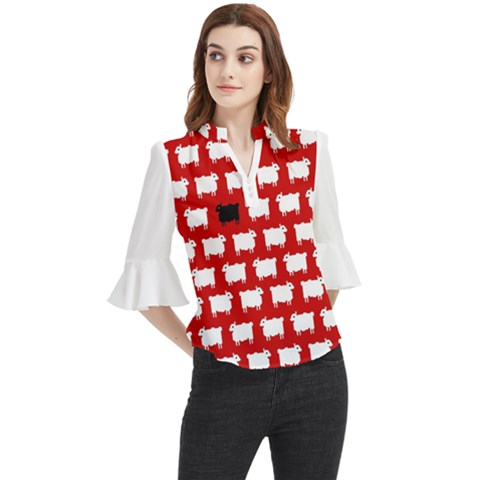 Black Sheep Loose Horn Sleeve Chiffon Blouse by NoHang