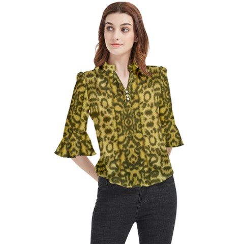 Cat And Furry Kittens In Artificial Fluffy Fur Loose Horn Sleeve Chiffon Blouse by pepitasart