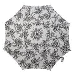 Line Art Black And White Rose Hook Handle Umbrellas (medium)