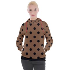 Large Black Polka Dots On Brown Bear - Women s Hooded Pullover by FashionLane